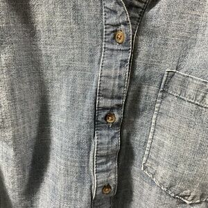 Women’s denim blouse shirt top long sleeve vacation wear pullover acid wash Fall